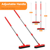 Red brooms with adjustable handles on a white background